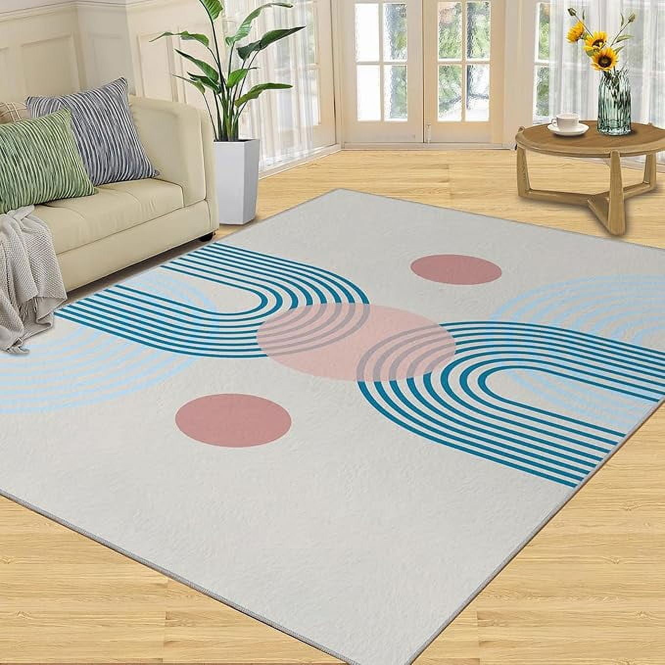 Mid Century Modern Area Rug Boho Abstract Geometric Rug Washable Non ...