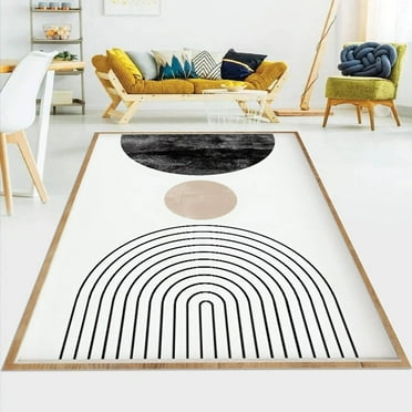 Mid Century Modern Area Rug, Indoor Machine Washable Carpet with Non-Slip Backing for Living Room Bedroom Dining Room 12"x20"