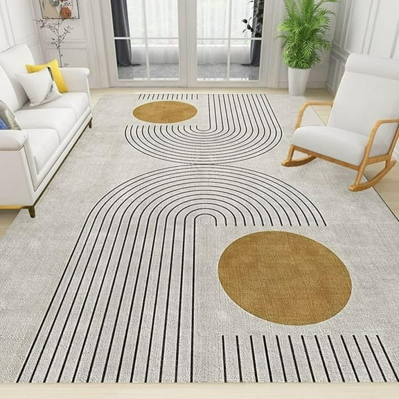 Mid Century Modern Area Rugs, Abstract Geometric Lines Indoor Non-Slip Kids Rug, For Living Room Bedroom Kitchen Dining Room Home Office Floor Rug 5x8ft