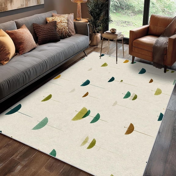 Mid Century Modern Area Rugs, Minimalist Geometric Boho Pattern Carpet, Washable Non Slip Low Pile Soft Rug for Living Room Decor Mat 2x3ft