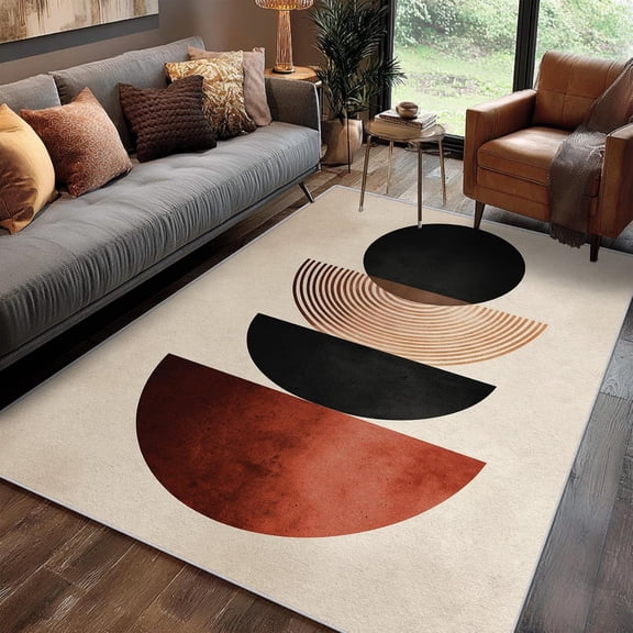 Mid Century Modern Area Rugs, Minimalist Geometric Pattern Carpet, Washable Non Slip Low Pile Soft Rug for Living Room Bedroom Decor Mat 2x3ft