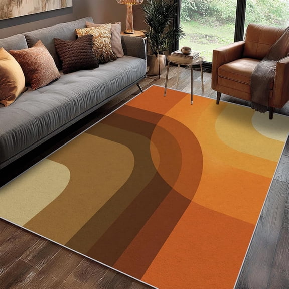 Mid Century Modern Area Rugs, Retro Gradient Geometric Pattern Carpet, Washable Non Slip Low Pile Soft Rug for Living Room Decor Mat 2x3ft