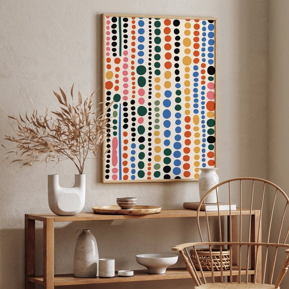Mid Century Modern Art Multicolored Retro Shapes Unframed Paper Print