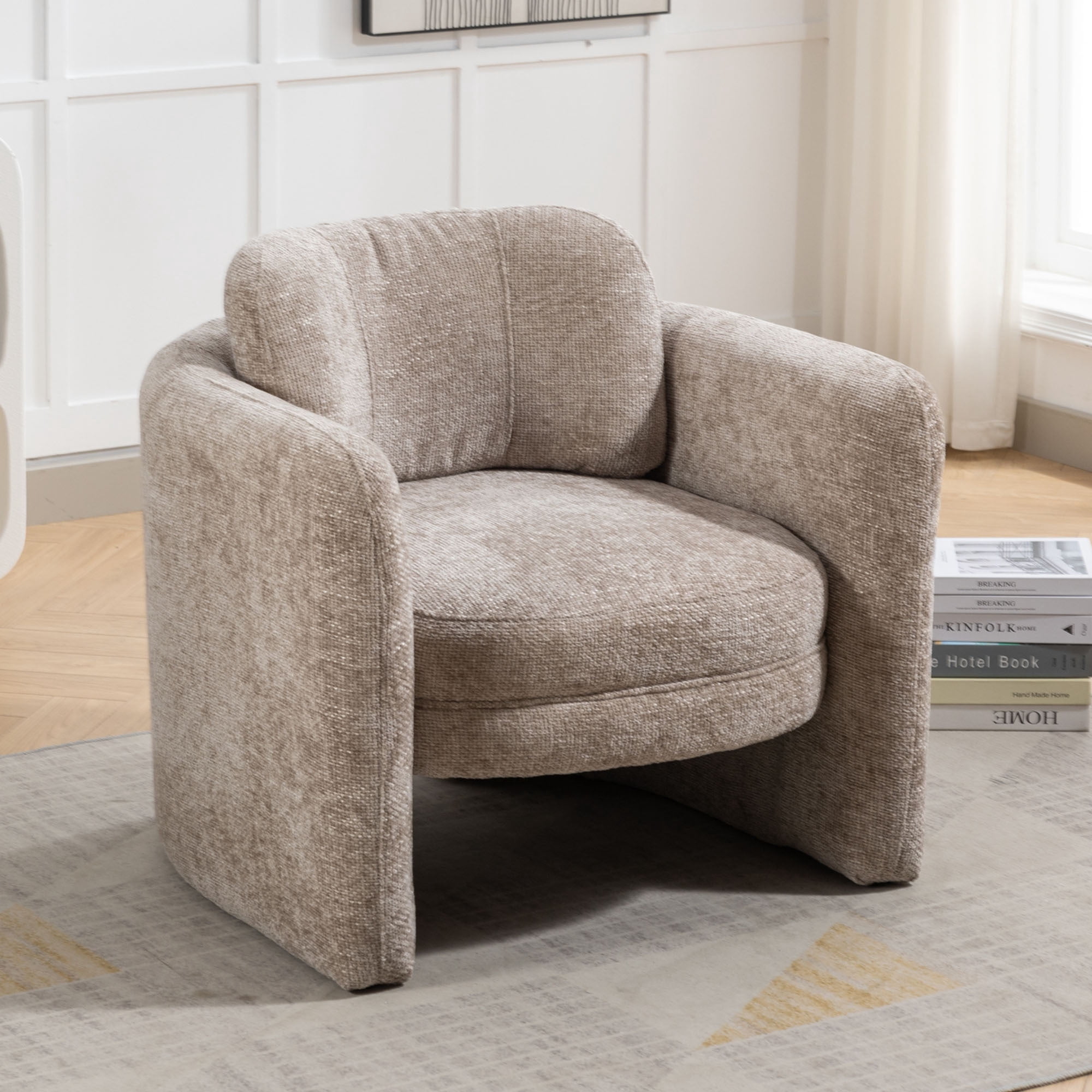 Mid-Century Modern Barrel Accent Chair - Versatile Armchair for Living ...