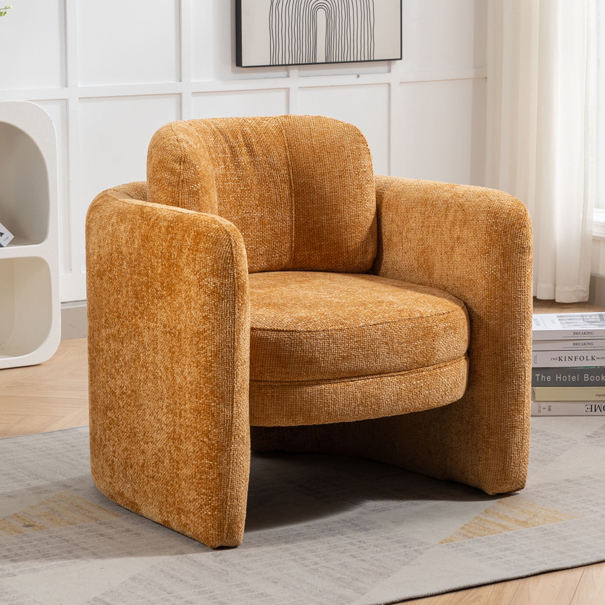 Mid-Century Modern Barrel Accent Chair - Versatile Armchair for Living ...