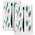 thumbnail image 1 of Mid Century Modern Black Cat Kitchen Towel Set of 2, 16 x 24 inches, Soft Absorbent, 1 of 12