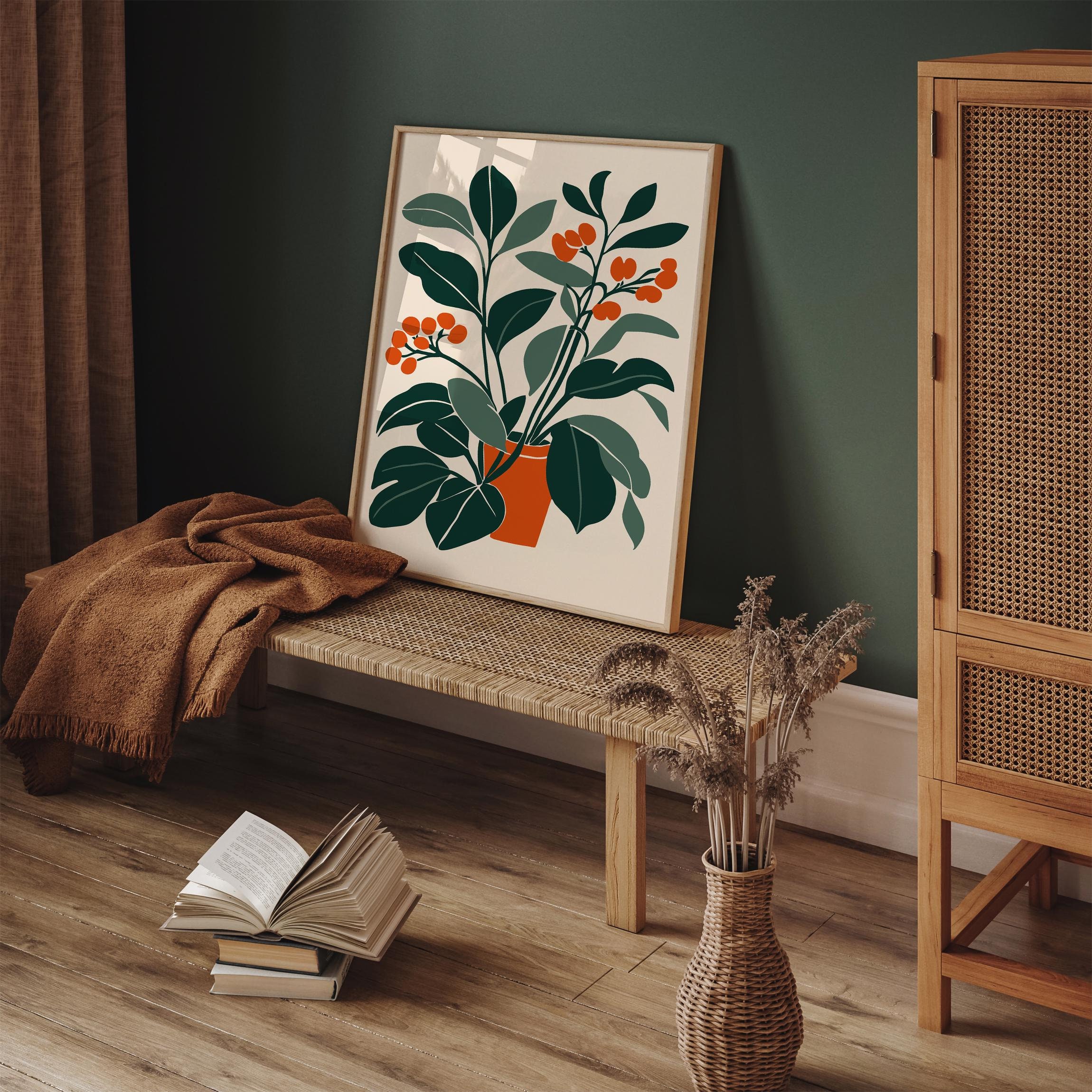 Mid Century Modern Botanical Art Print: Retro Floral Home Decor ...