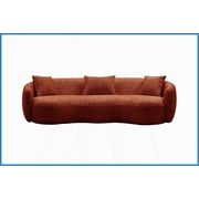 Mid Century Modern Boucle Curved Sofa, 93.6 L Orange Couch for Bedroom Office Apartment