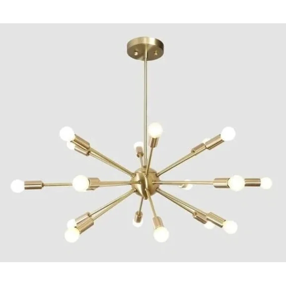 Mid Century Modern Brass Sputnik Chandelier Handmade Starburst Ceiling Light Fixture, Unique Gift Idea