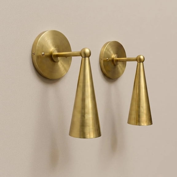 Mid Century Modern Brass Wall Sconce Handmade Cone Wall Light