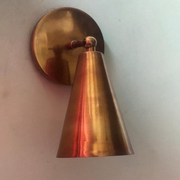 Mid-Century Modern Brass Wall Sconce: Raw Brass Cone Light - Walmart.com