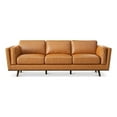 thumbnail image 1 of Pemberley Row Genuine Leather Tan Sofa Rectangular High Density Foam Cushions 89" Unassembled, 1 of 5