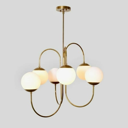 Mid Century Modern Bubble Gooseneck Chandelier 6 Globe, Handcrafted Lamp Ceiling Light Brass Light Globe Chandelier Design Light Fixture