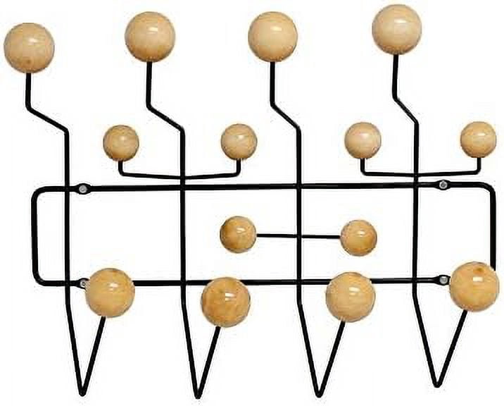 Mid Century Modern Bubble Wall Mounted Coat Rack, Wood Color Ball Black ...