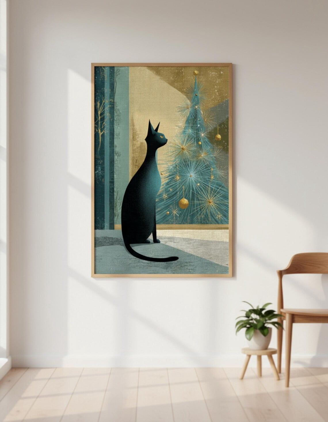 Moder Atom Mid Century Modern Cat Retrowall Vintage Atomic Tree 2-3-4:5 11-14 ...