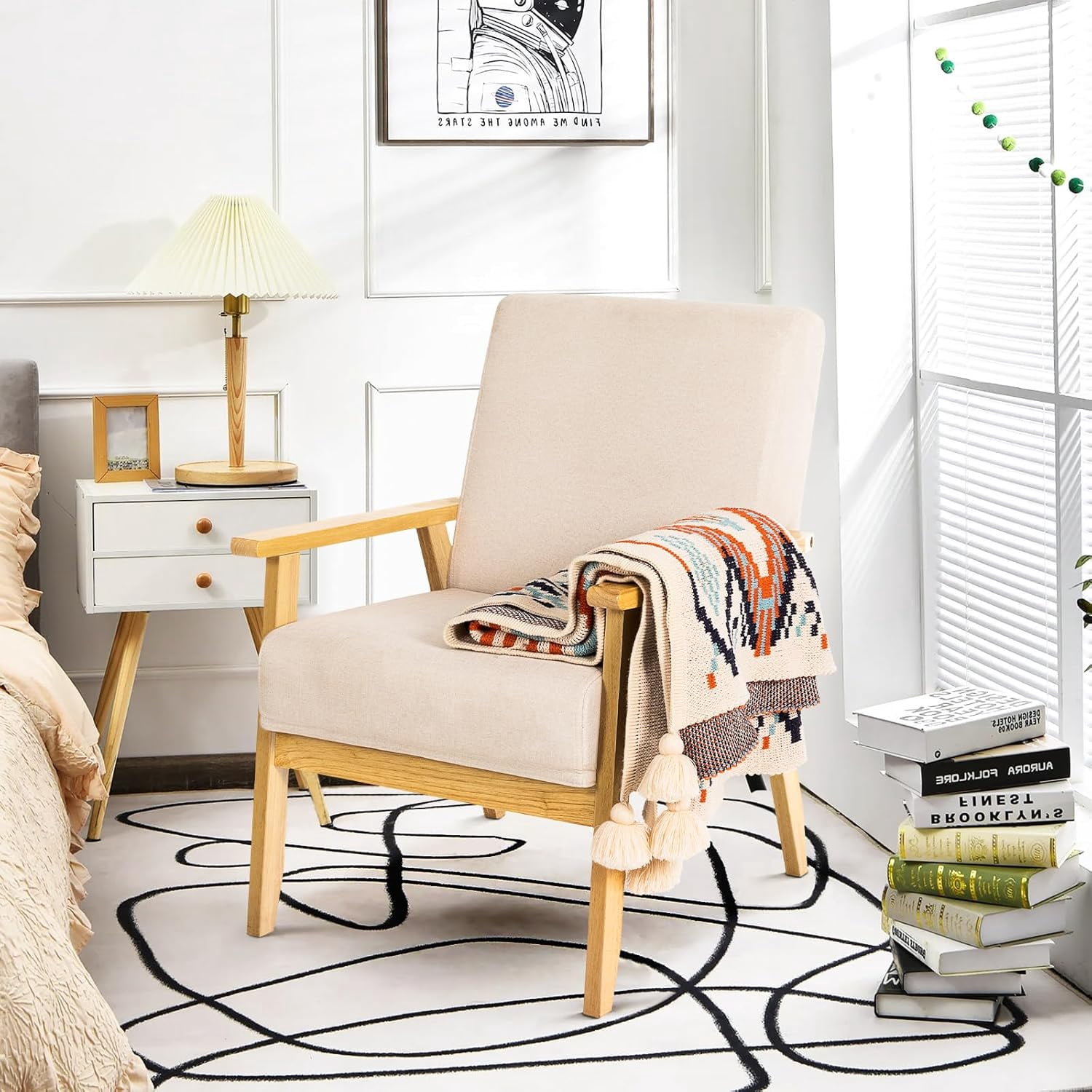 Mid Century Modern Chair Boho Accent Chair Accent Armchair Accent ...