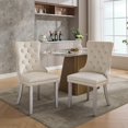 thumbnail image 1 of Mid-Century Modern Chairs with Lion Head Pull Ring,High-end Tufted Solid Wood Contemporary Velvet Upholstered Dining Chair with Golden Wooden Legs Nailhead Trim 2-Pcs Set,Black,SW1201BK, 1 of 18