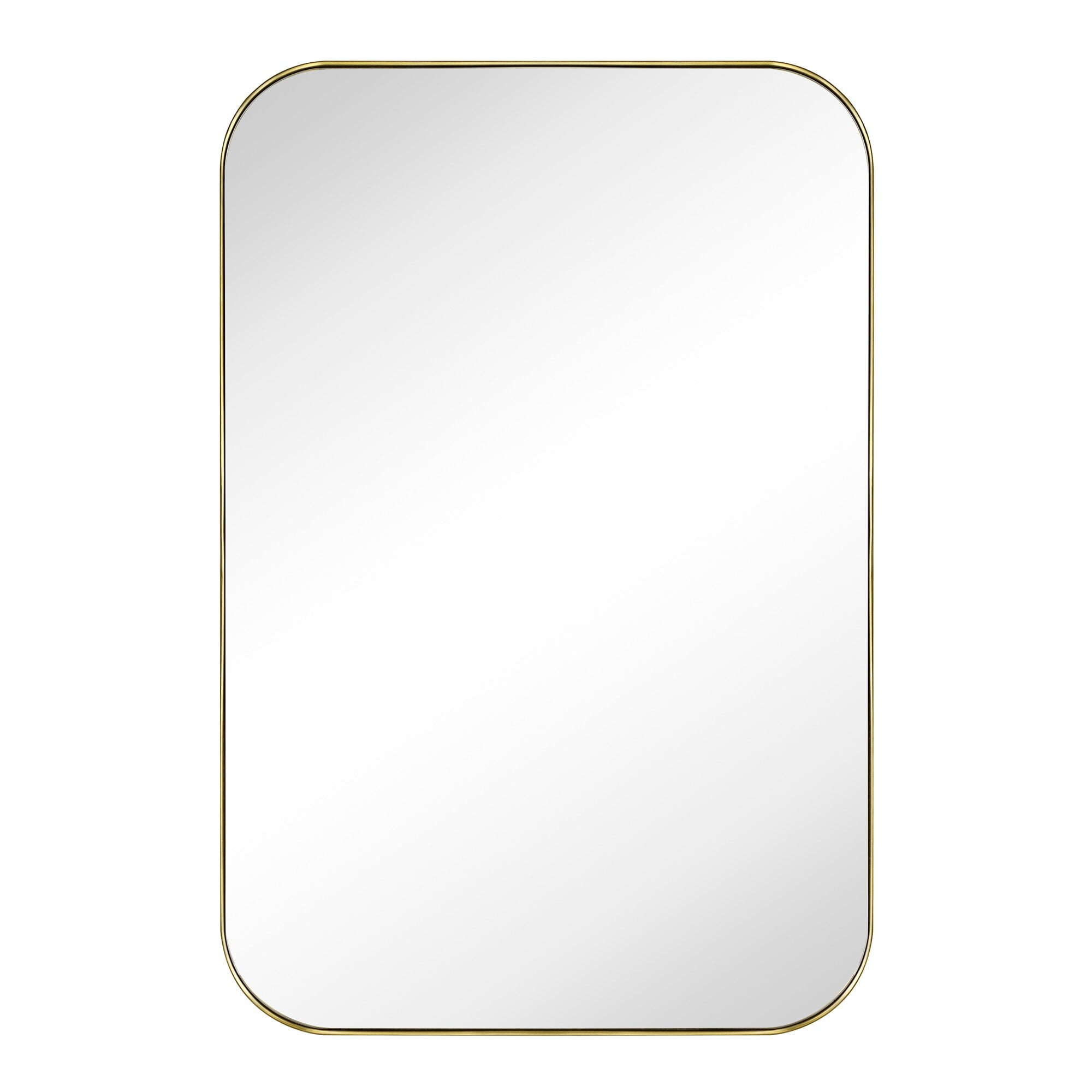 MidCentury Modern Chic Metal Rounded Wall Mirrors 24'' x 36'' Brushed Gold