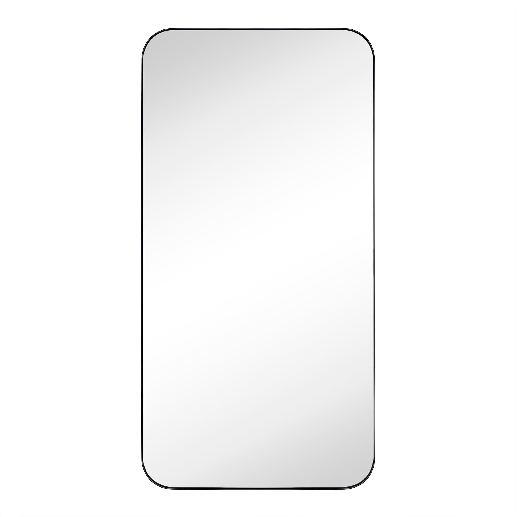Mid-Century Modern Chic Metal Rounded Wall Mirrors 30'' x 60'' - Black ...