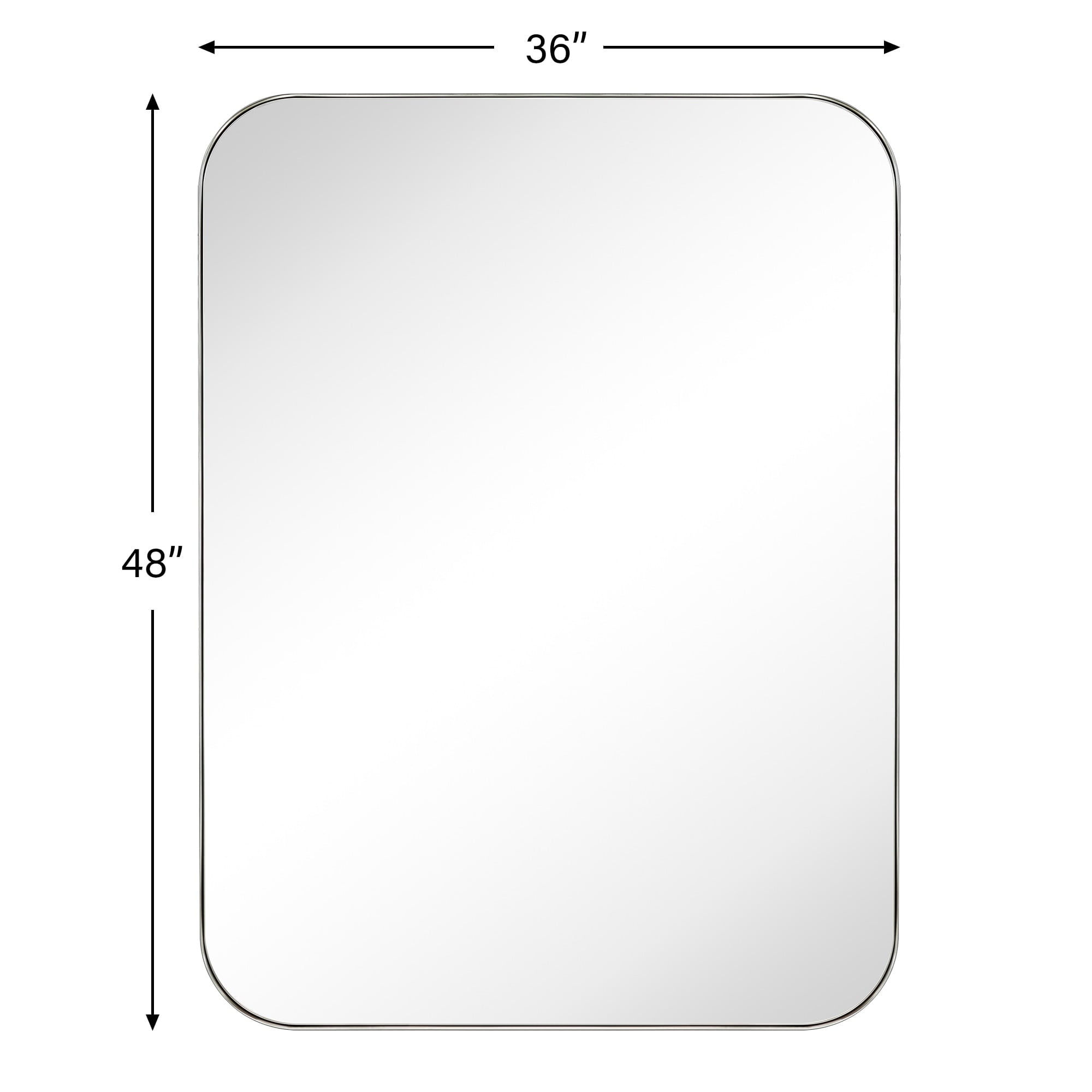 MidCentury Modern Chic Metal Rounded Wall Mirrors 36'' x 48