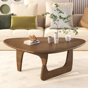 Mid Century Modern Coffee Table - Walnut Solid Wood Coffee Table for Living Room, Small Unique Triangle Wooden Center Tables, Oval Funky Tea Tables Suitable for Bedroom Home 43.3 * 30.7 * 16.5in