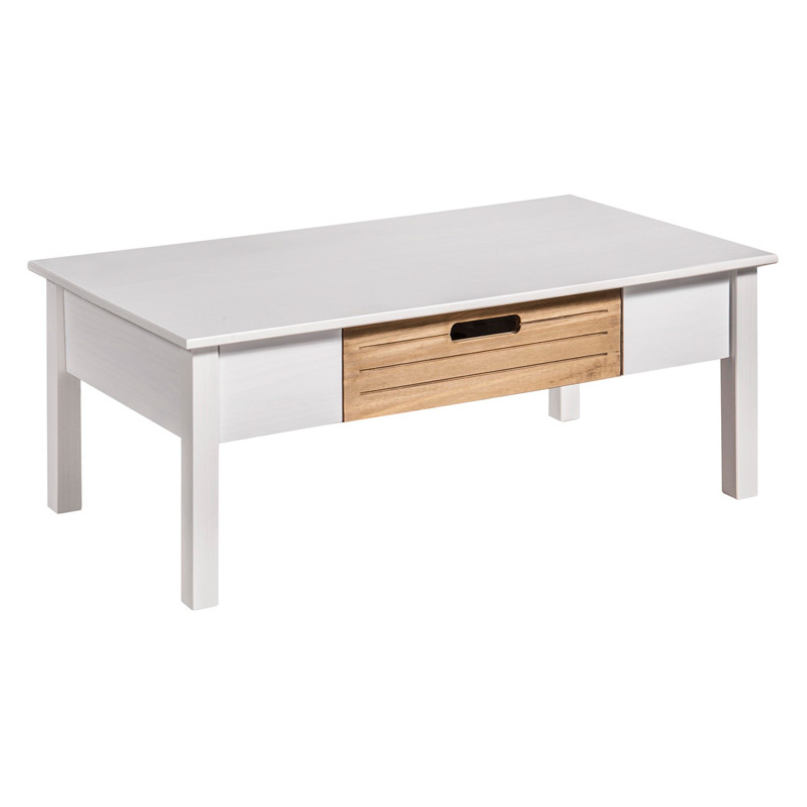 Mid Century- Modern Coffee Table in White and Natural Wood - Walmart.com