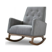 Pemberly Row Rocking Chairs with High Density Foam Cushion, Light Gray