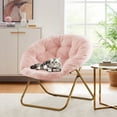 thumbnail image 1 of Beddle Saucer Chair for Adults Faux Fur Folding Bedroom Chairs,Pink, 1 of 8