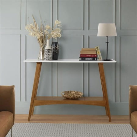 Mid Century Modern Console Table, Castanho & White