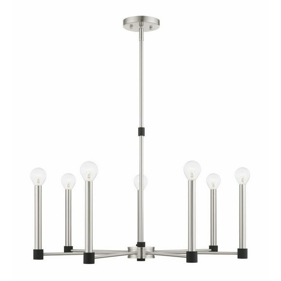 Mid Century Modern Contemporary Seven Light Chandelier-Brushed Nickel Finish Bailey Street Home 218-Bel-4188616