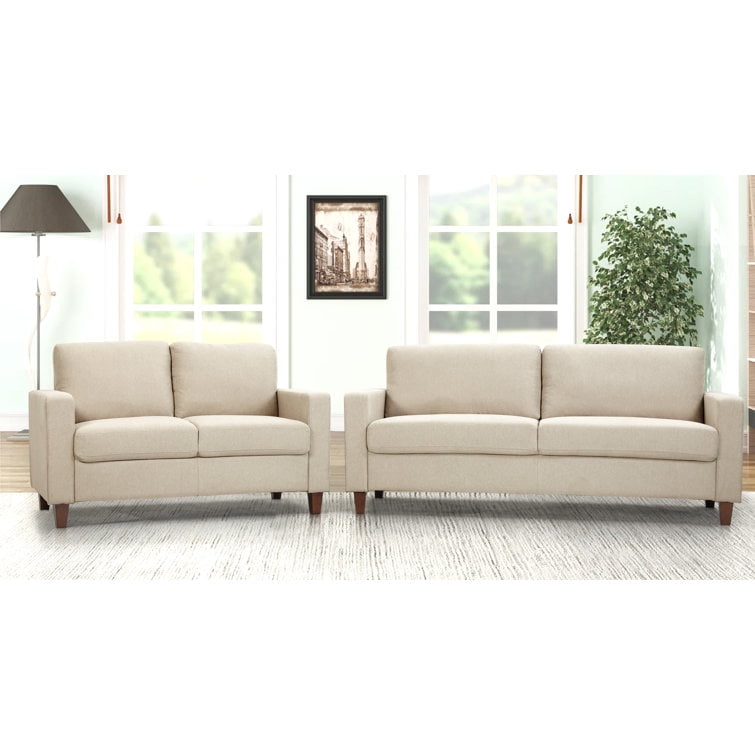 Mid Century Modern Couch for Small Spaces Living Rooms Apartments and Condos 2 Seater Loveseat with Reversible Back Pillows Orange