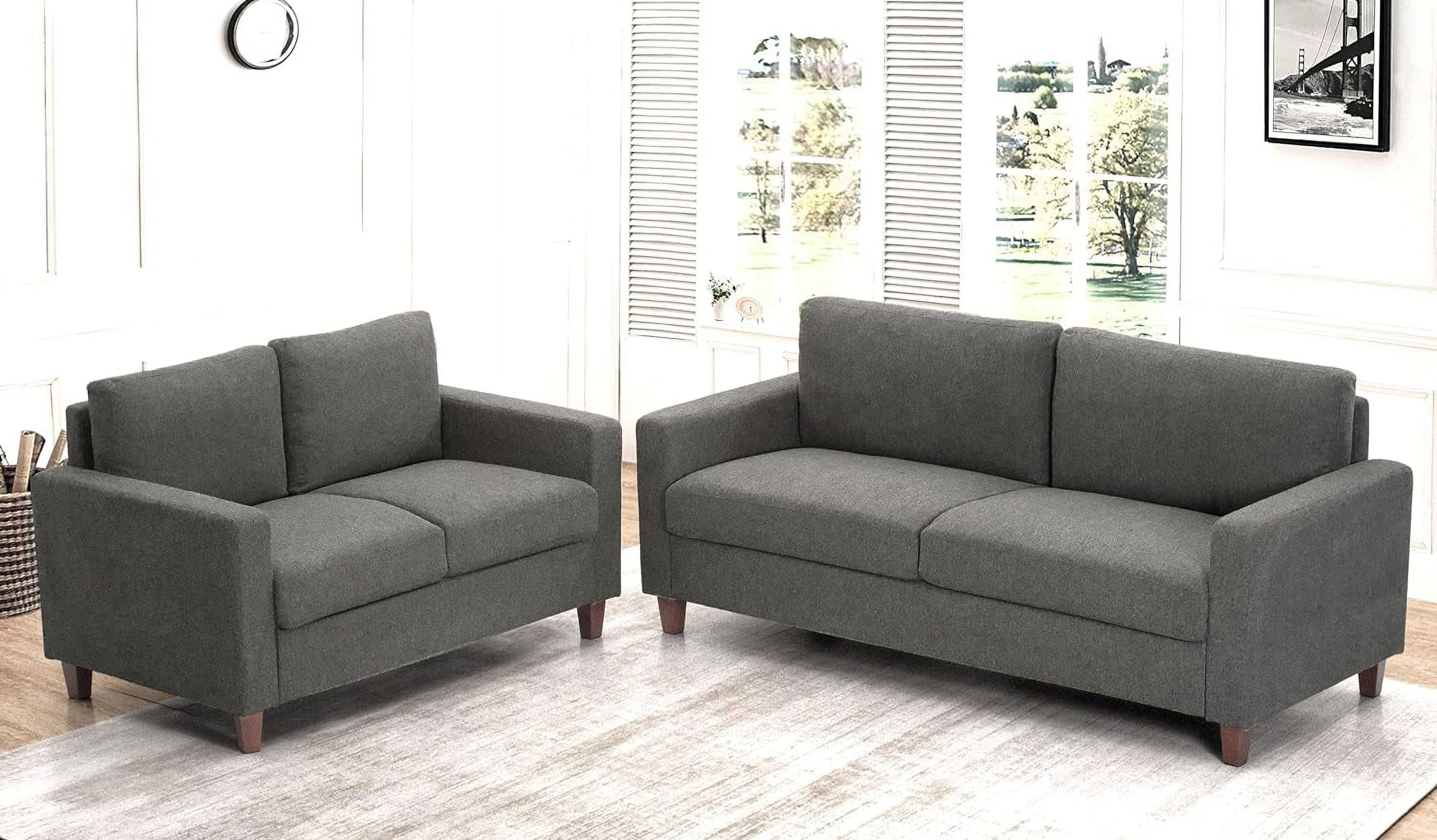 US Pride Furniture Mid Century Modern Couch for Living Rooms 20 in. Height Sofa Sets with Reversible Back Pillows in Grey