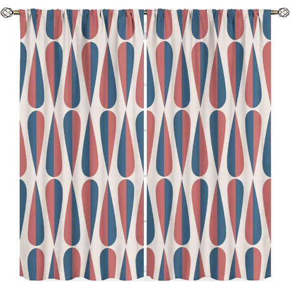 Mid Century Modern Curtains, Abstract Atomic Starburst Geometric Diamond Pattern Window Treatments for Living Room,1950s 1960s Vintage Decorative Drapes 2 Panel Sets 42x54 Inch