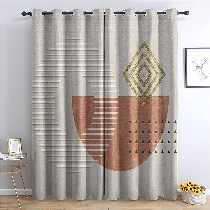 Mid Century Modern Curtains For Bedroom Living Room, Abstract Blackout — free download