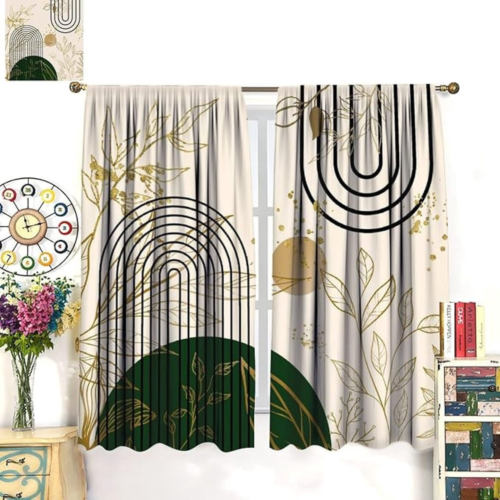 ZhiRain Ombre Abstract Gradient Curtains - Pink & Black, 2 Panels, 72x63 Inch, Rod Pocket, Blackout & Privacy