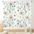thumbnail image 1 of Mid Century Modern Curtains, Geometric Atomic Abstract Iconic Pattern 1950s 1960s Retro Style Art Pastel Window Drapery Treatments for Bedroom Living Room Kitchen Bathroom 2 Panel, 84"x63" Inch, 1 of 5