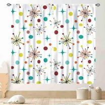 Mid Century Modern Curtains, Geometric Atomic Abstract Iconic Pattern 1950s 1960s Retro Style Art Pastel Window Drapery Treatments for Bedroom Living Room Kitchen Bathroom 2 Panel, 84"x63" Inch
