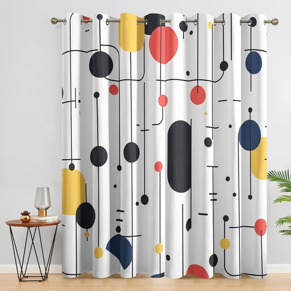 Mid Century Modern Curtains for Living Room Geometric Curtains, Atomic Window Treatments, 50s 60s 70s Home Decor Drapes 2 Panel Sets, Grommet Black Out Drapes-42"W x 45"L (Pack of 2)