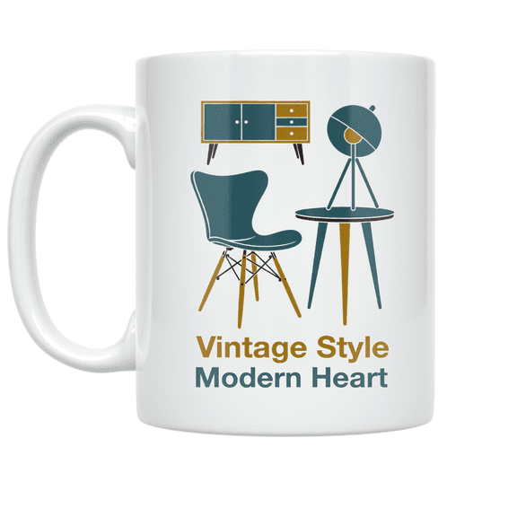 Mid-Century Modern Decor - Retro Design Enthusiast - 11 oz Ceramic Coffee Mug