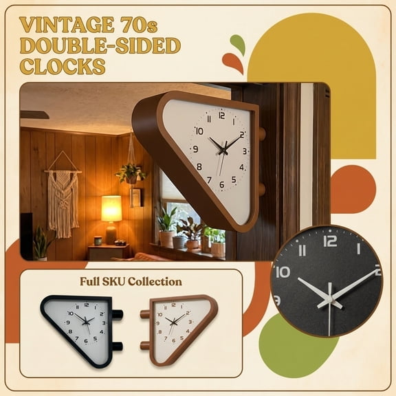 Mid Century Modern Decorative Timepiece 18X14 Inch Black Analog Clock No Battery Powered for Home Office Apartment Dorm Nursery Decor Housewarming Or Birthday Gift
