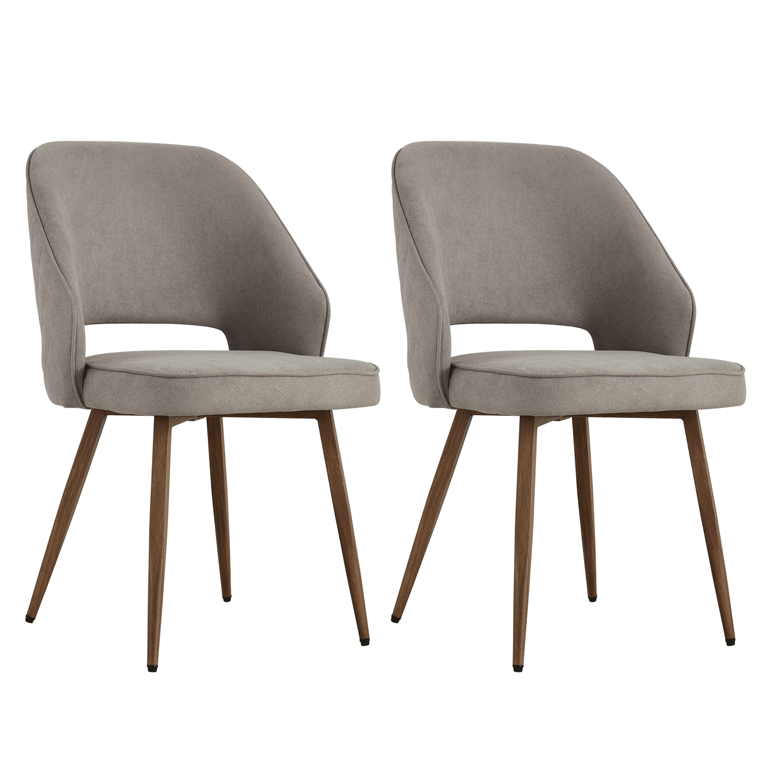 MidCentury Modern Dining Chair Linen Fabric Upholstered Wood Dining