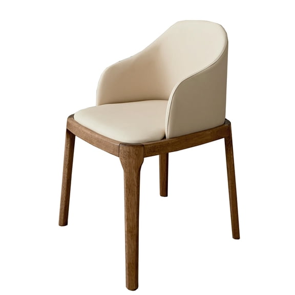 Mid Century Modern Dining Chair Living Room Arm Chairs Leather Accent Chair Upholstered Kitchen Dining Chairs With Wood Legs For Home Kitchen Office Bistro Cafe