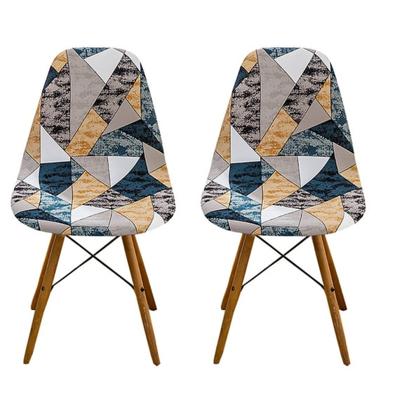 Mid Century Modern Dining Chair Slipcover,Stretch Shell Chair Cover Removable Washable Non-slip Soft Spandex Printed Armless Chair Protector for Living Room Bedroom Kitchen-2-C