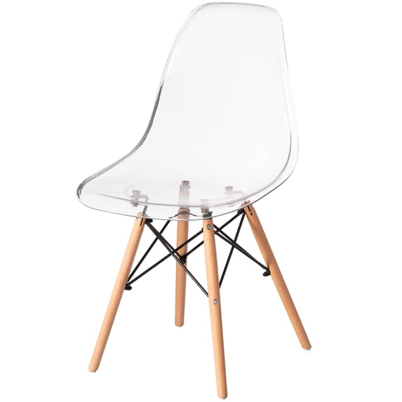 Mid-Century Modern Dining Chair Transparent Plastic Shell Eiffel Legs 32.25" H
