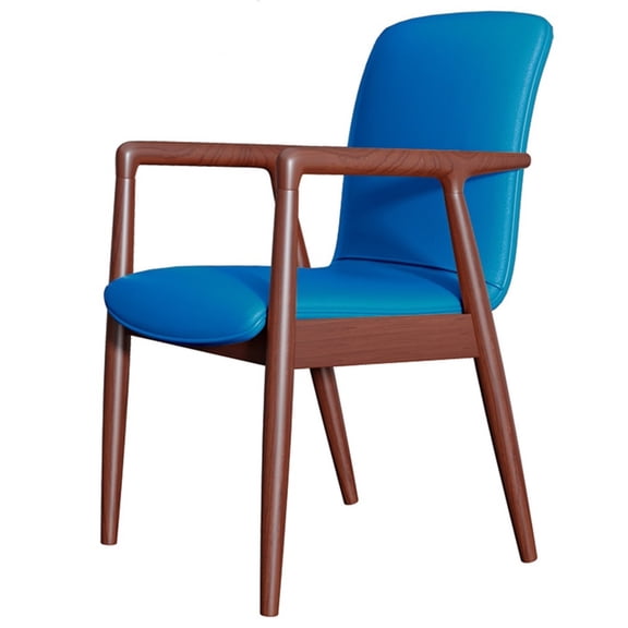 Mid Century Modern Dining Chairs With Arms Wood Upholstered Living Room Arm Chairs Leather Side Chair With Leather Seat Modern Accent Chair For Kitchen Bedroom Cafe