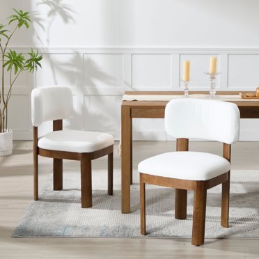 Baxton Studio Garold Mid-Century Modern Brown Woven Rattan and Walnut Brown Wood 2-Piece Cane Dining Chair Set