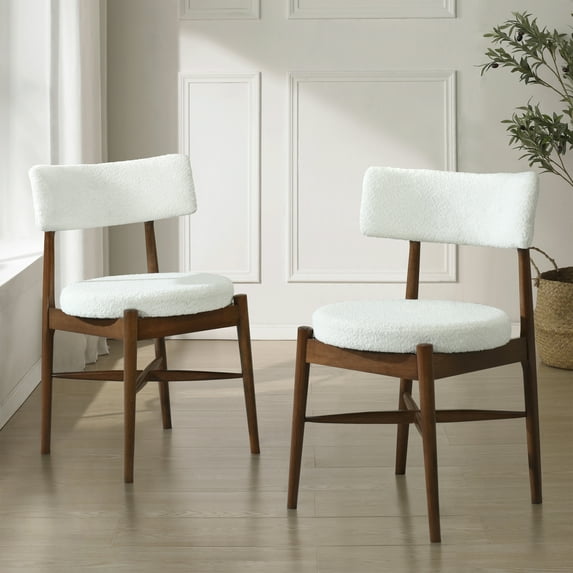 Mid Century Modern Dining Chairs (MP2/Carton) Walnut+Beige