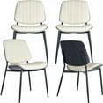thumbnail image 1 of Mid Century Modern Dining Chairs Set of 4, Beige Kitchen & Dining Room Chairs Set of 4, Upholstered PU Leather Kitchen Chairs for Dining Table, Sillas de Comedor, Metal Leg, Walnut Back(Beige, 4 Pcs), 1 of 12