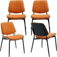 thumbnail image 1 of Mid Century Modern Dining Chairs Set of 4, Orange Kitchen & Dining Room Chairs Set of 4, Upholstered PU Leather Kitchen Chairs for Dining Table, Sillas de Comedor, Metal Leg, Walnut Back (Orange), 1 of 12