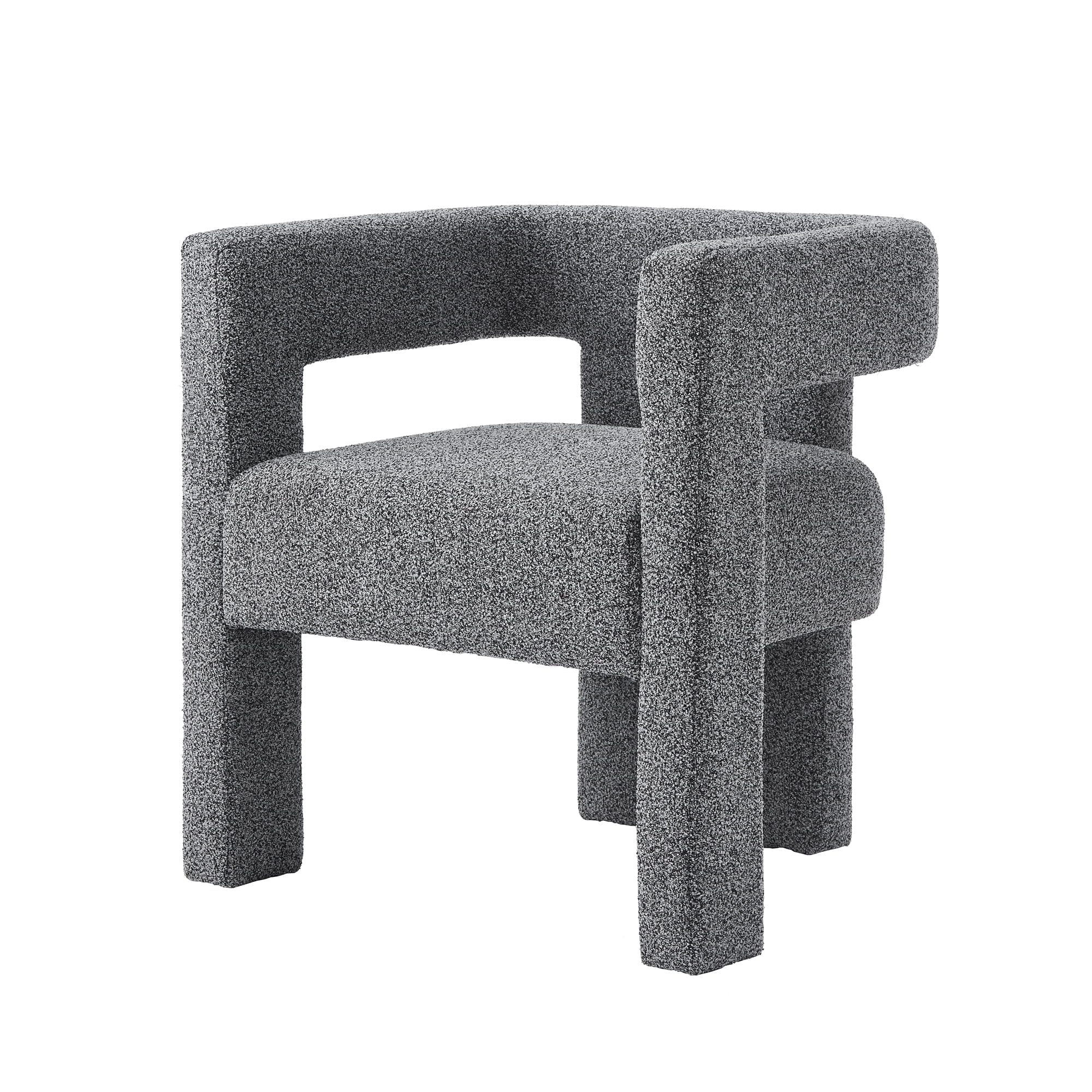Mid Century Modern Dining Chairs with Arms, Upholstered Accent Chair for Living Room, Gray Dining Chair